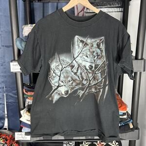 vintage y2k animal wolf graphic tee xl